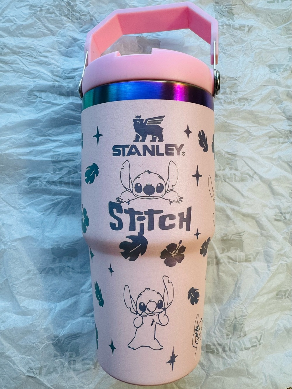 Stanley x Stitch 20 oz Flip Straw Insulated Tumbler - Pink with Purple